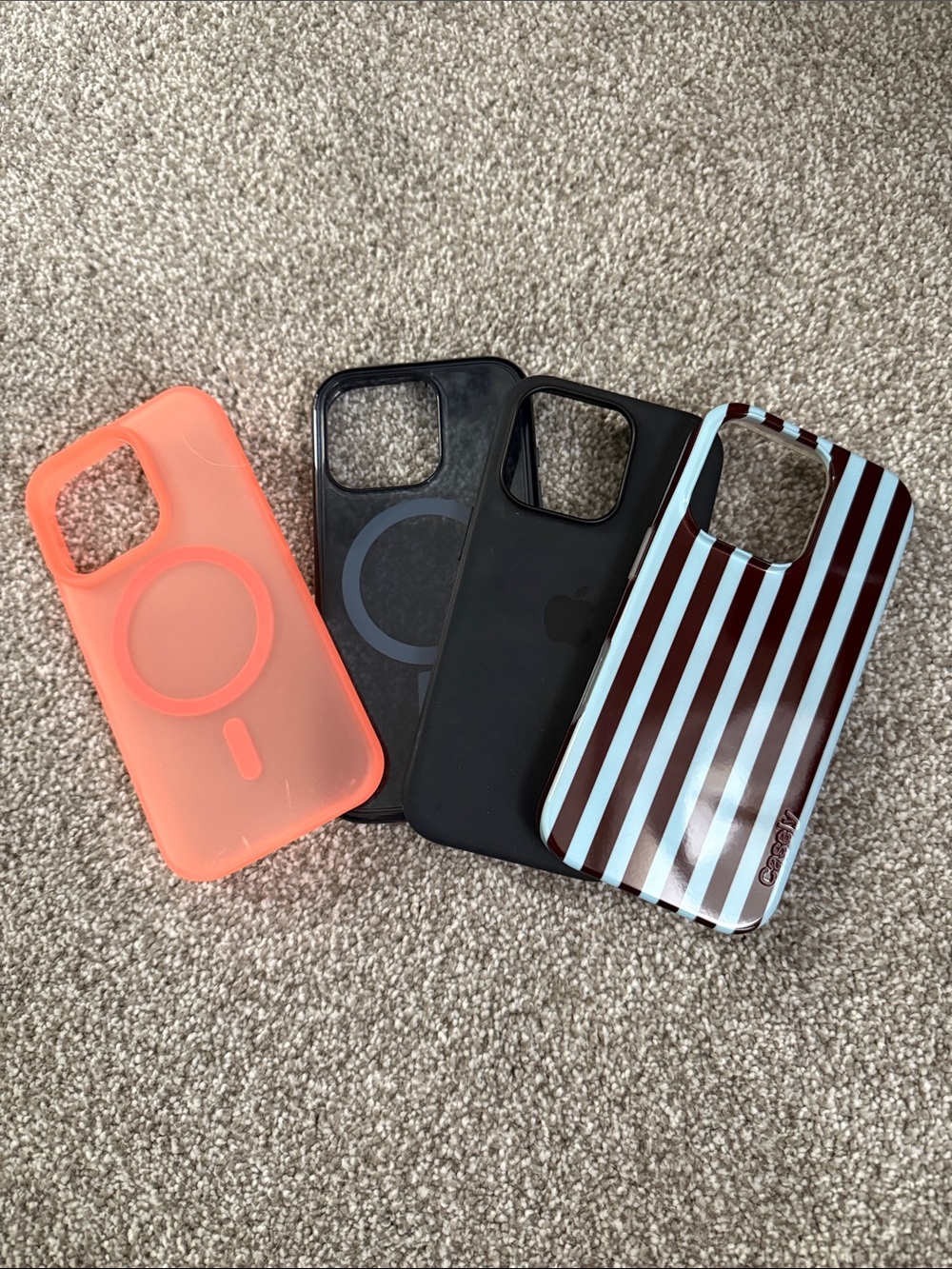 OtterBox iPhone Case Lot - Coral, Black, Striped Brown & Light Blue